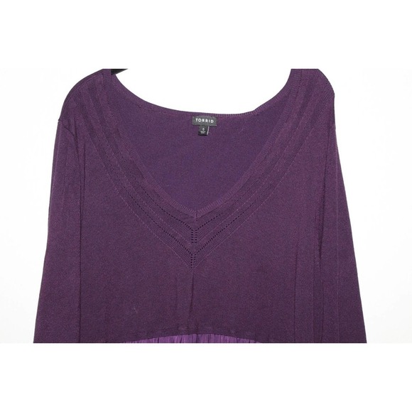 Torrid Pullover V-Neck Baby Doll Sweater Purple Women's 5 5X H14633 - Picture 5 of 11